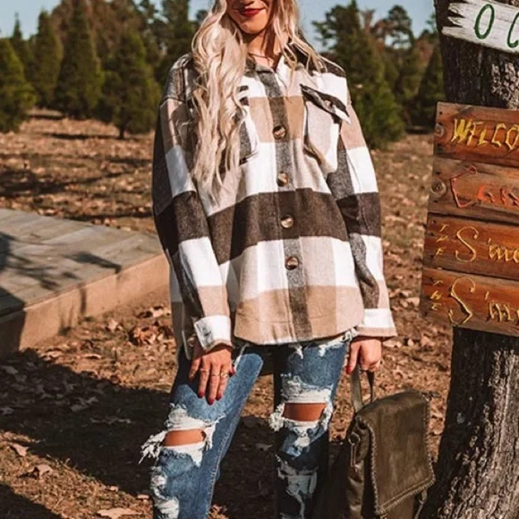 Jodifl Western Style Plaid Shirt Jacket Shacket NEW! - Picture 7 of 15